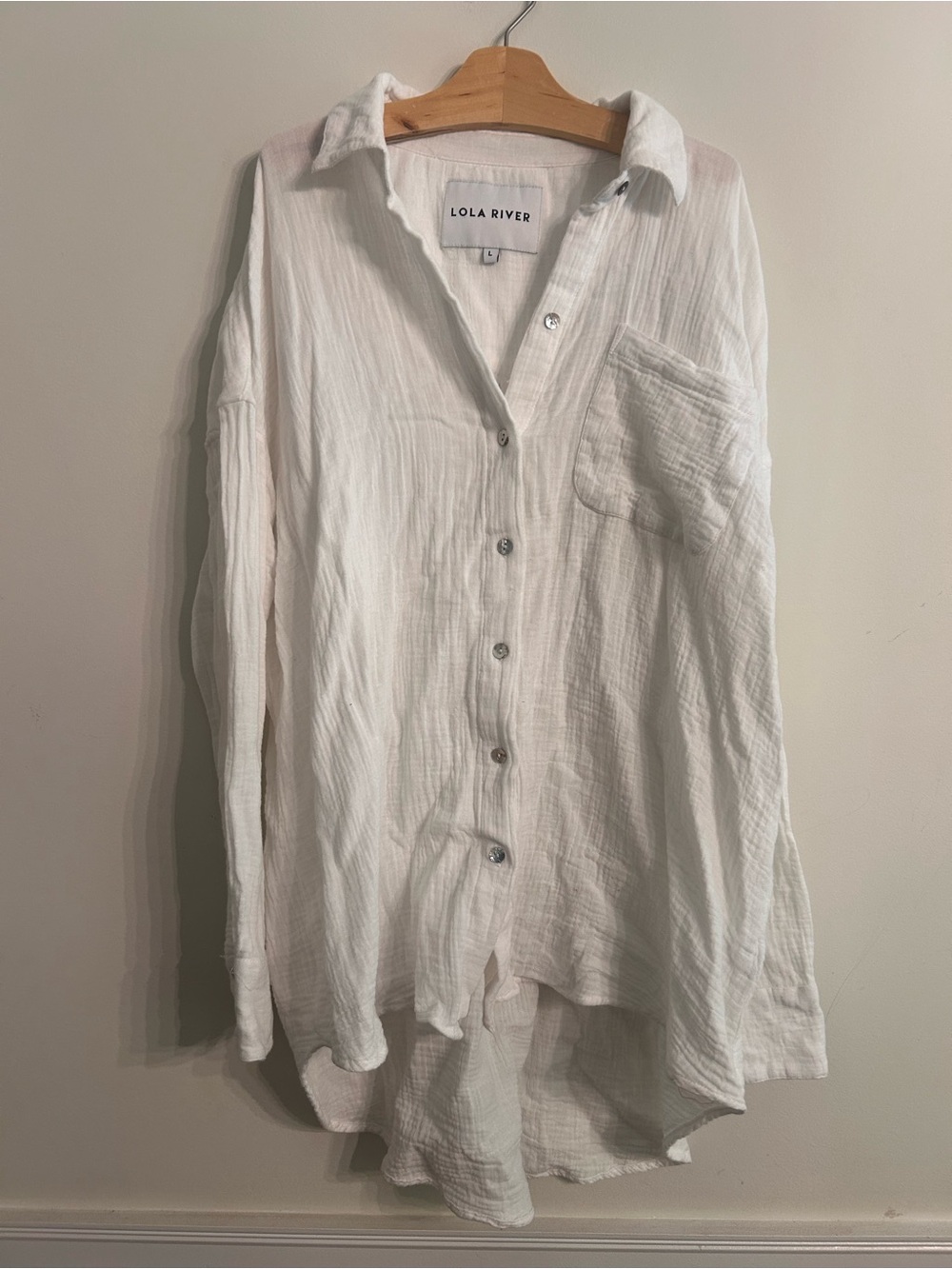Lola River Women's White Button-Up Gauze Shirt